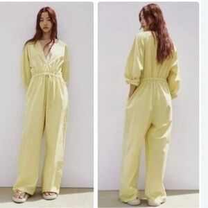 Zara Voluminous Cotton Poplin Wide Leg Jumpsuit in Pistachio Women’s Medium